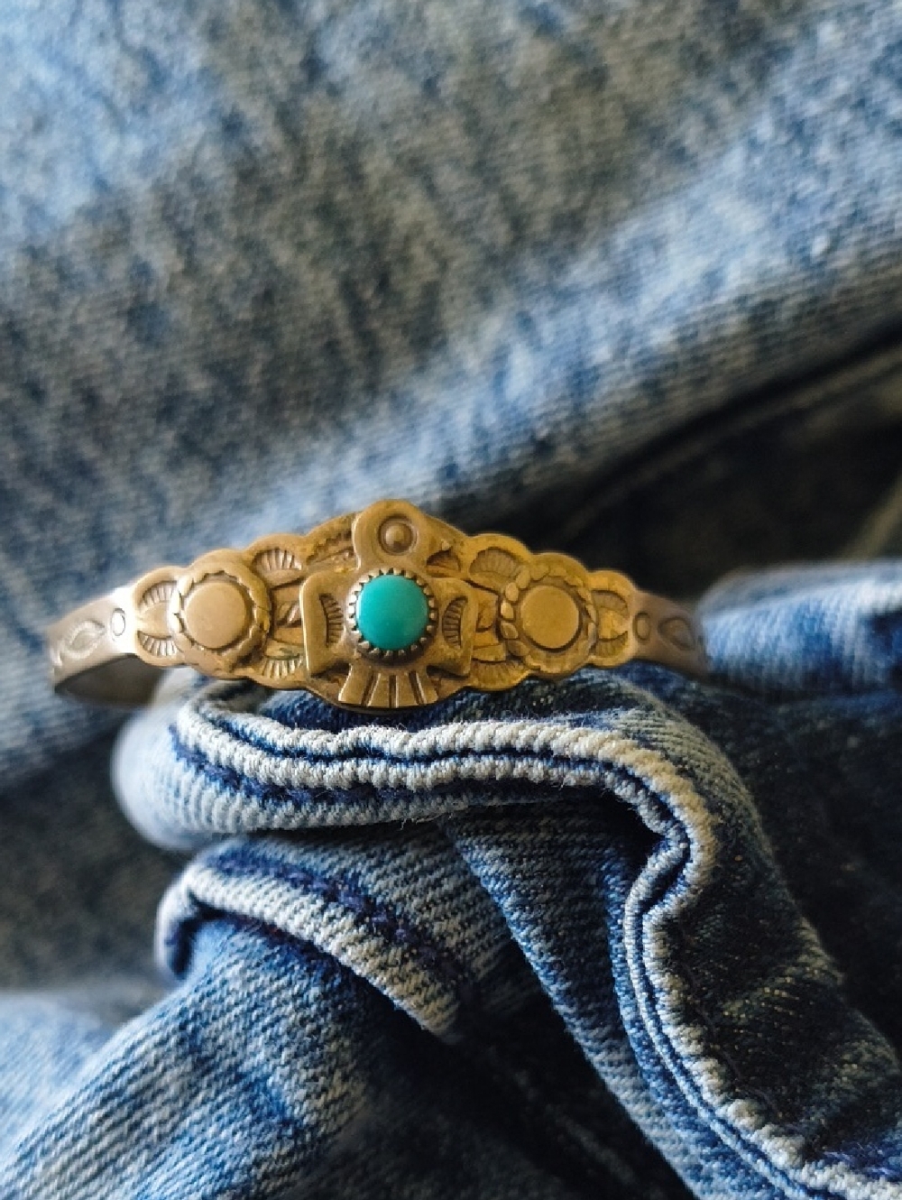 Vintage Nickel Silver Bell Trading Post Cuff For A Child. Soo Cute!
